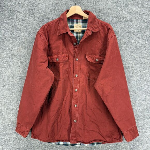 RedHead Shirt Men L Large Brown Button Up Collared Long Sleeve Pockets Cotton - Picture 1 of 8